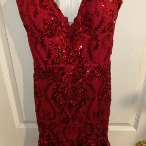 Elegant Red Sequin Dress